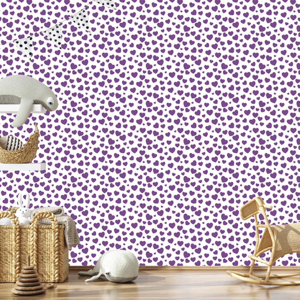 Heart Wallpaper White, Purple, Light Gray and Lavender 50x1000