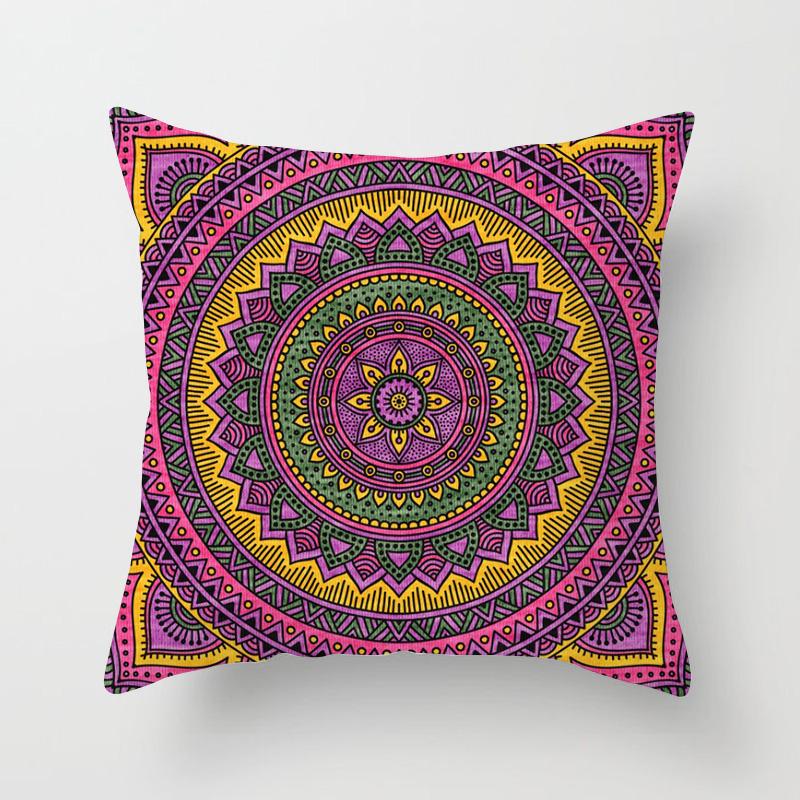 Mandala Pattern Throw Pillow Cover With Short Plush Print For Living Room Sofa Decoration Cushion Cover Pillow Covers Decorative
