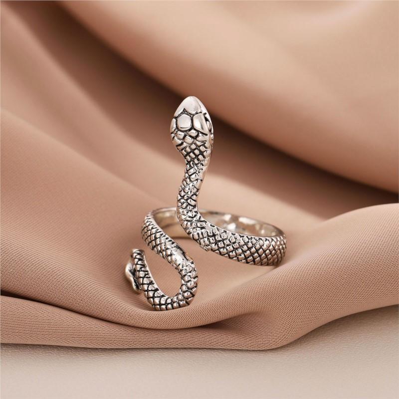 Vintage Thai Silver Snake Rings for Women Niche Trendy Winding Snake Party Jewelry Friends Gifts