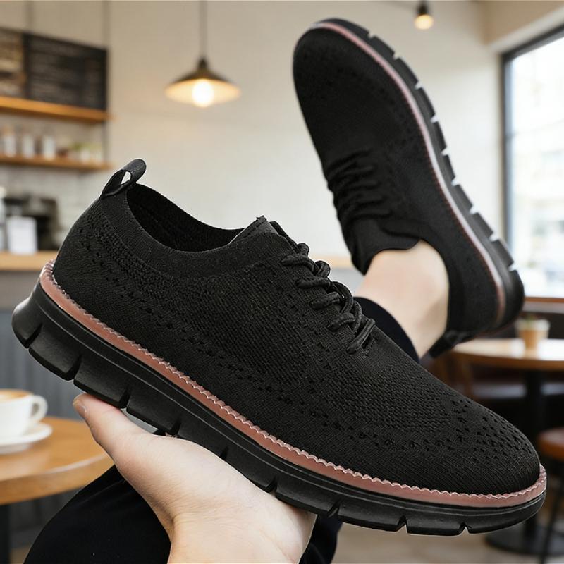 Classic Men Casual Shoes Breathable Brogue Flats Cushioning Color Blocking Design Dress Shoes VErsatile Business Light Sneakers