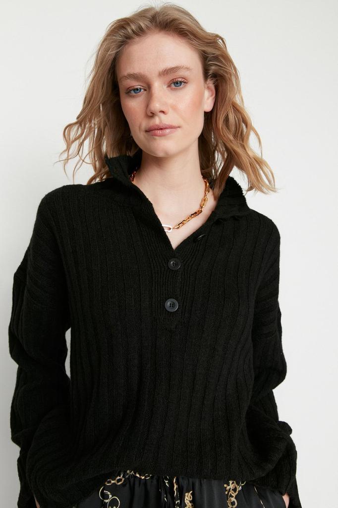 Women's Fashionable Stylish Sweater Stone Wide Fit Soft Textured High Collar Knitwear Sweater