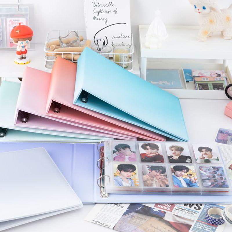 Gradient Color 7 Pocket 8slot Photo Card Album, Large 50 Pages PU Kpop Idol Photocard Holder, Collectible Card Book for Fans