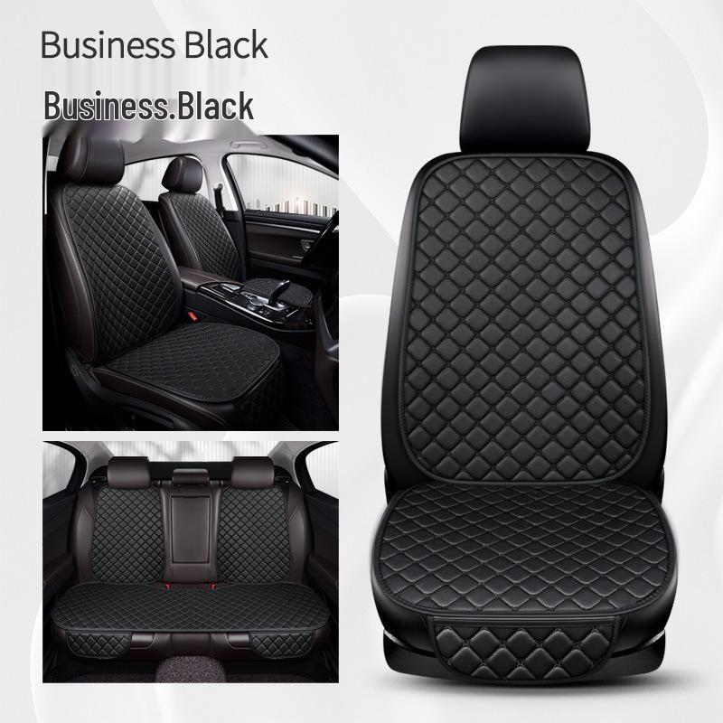 Universal Nappa Leather Car Seat Cushion: Star Embroidered, Backless, Non-Slip, Three-Piece Set