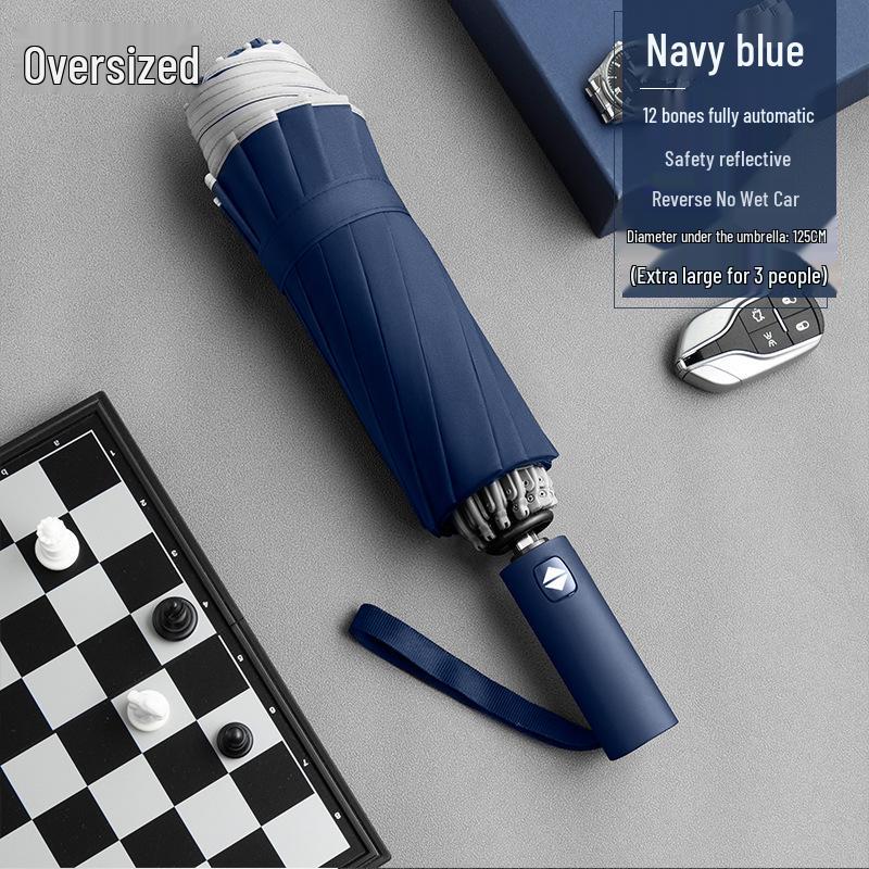 Extra Large Automatic Windproof Reflective Reverse Umbrella for Men