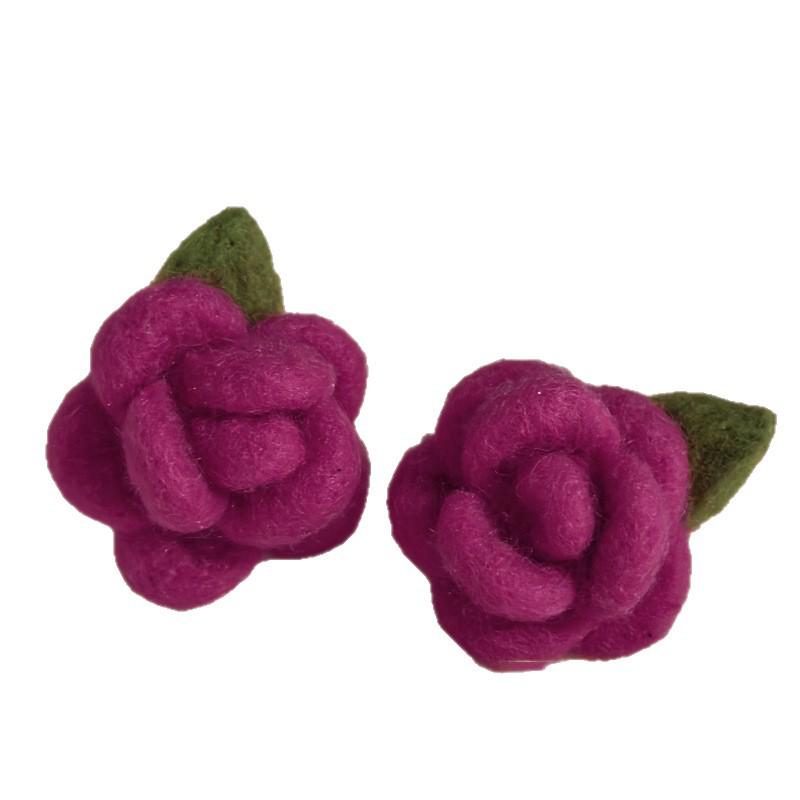 Silver Needle Flocked Flower Stud Earrings - Elegant, Versatile, and High-End for Women