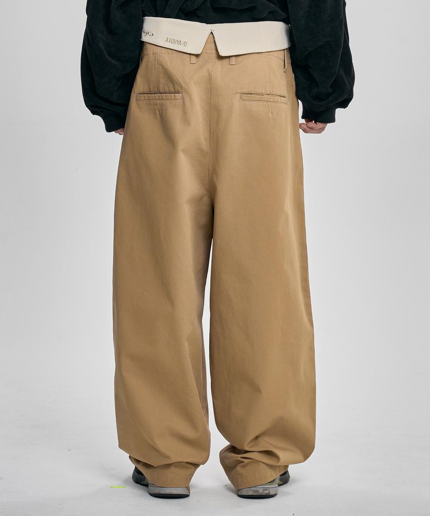 AJOBYAJO High Waist Oversized Pants [Beige]