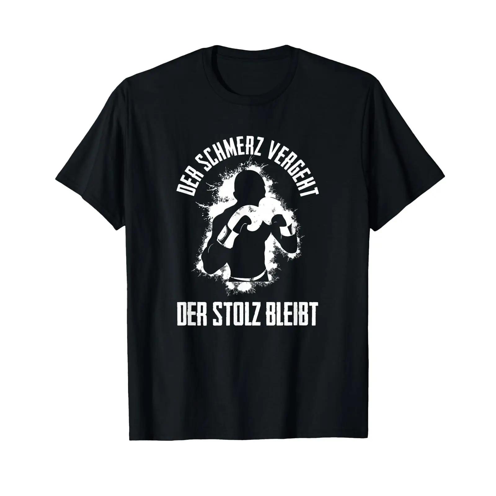 

Boxer T Shirt with German Text quot Der Schmerz Vergeht stolz Bleibt Boxen Language vintage Washed Versatile streetwear fashion S разноцветный
