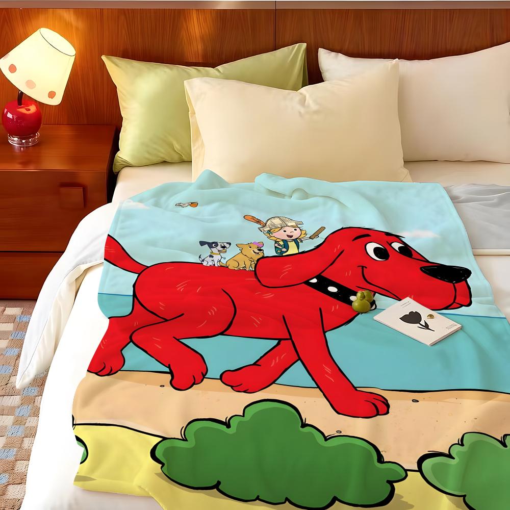 Cartoon C-Clifford the Big R-Red D-Dog Throw Flannel Throw Blanket, Lightweight Cozy, Durable Washable cute Cool