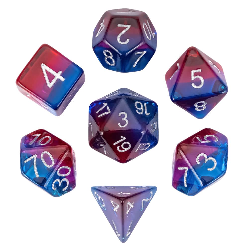 Cusdie 7Pcs Pride Flag Dice DND Trans-Pride D&D Dice Multicolor D4-D20 Polyhedral Dice Set for Role Playing Game Board Games