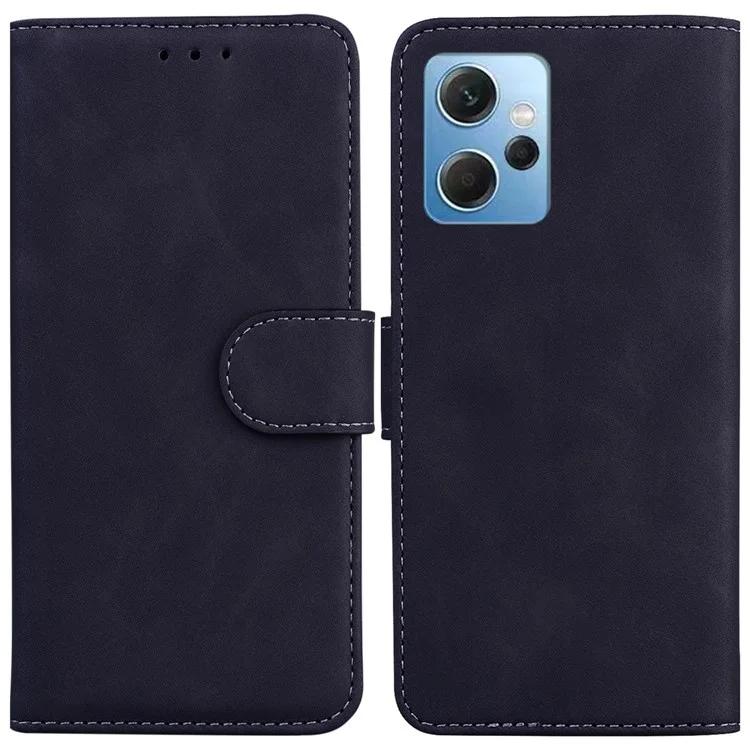 

Wallet Phone Case for Xiaomi Redmi Note 12 4G Solid Color PU Leather Flip Stand Shockproof Cover