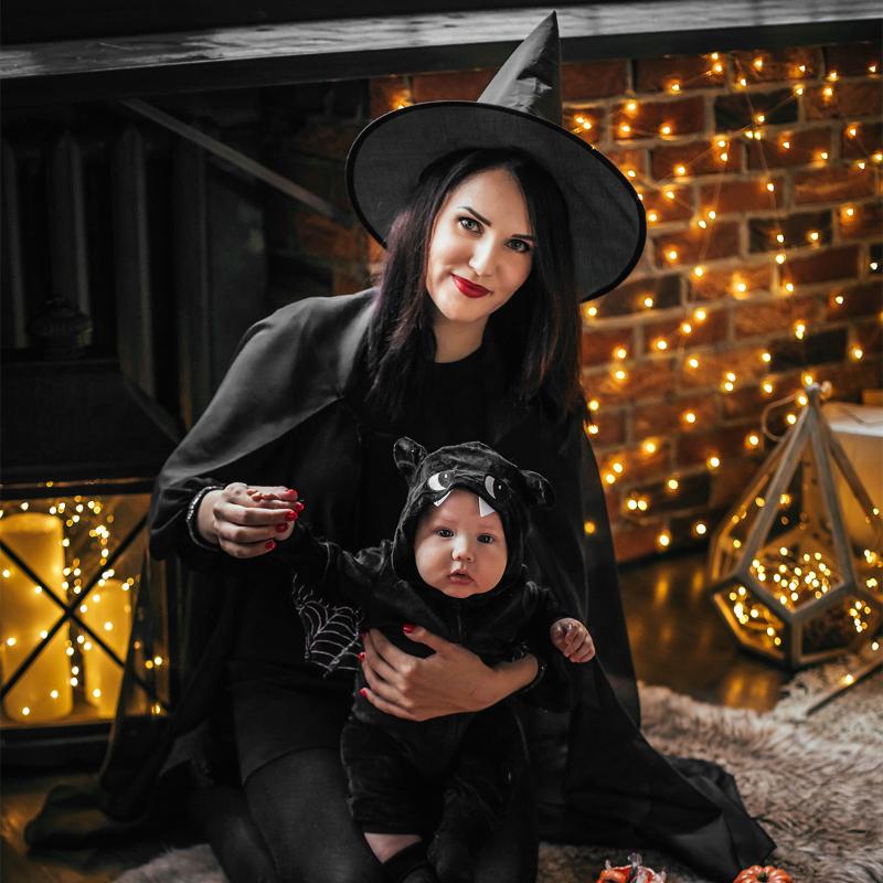 1/2 pezzi Cappello da Strega di Halloween Unisex Cappelli Neri per Adulti Bambini Fornitura per Feste di Halloween Accessorio Costume Cosplay Cappelli da Mago