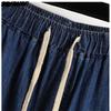 DIMANAF 2024 New Plus Size Jeans Summer Women Basic Elastic Wide Leg Pants Loose Casual Female Blue Trousers Pants 5XL A