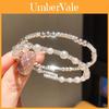 Vintage Silver Pearl Beaded Open Bracelet With Rhinestone Embellishments For Elegant Women