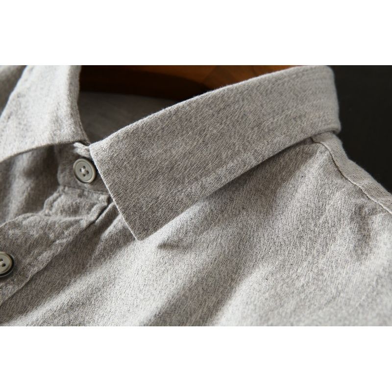 Export Original Order Leftover Stock Autumn Men Washed Pure Cotton Silm Long Sleeves Shirt Men's Casual Large Solid-Colored Shirt Fashion