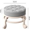 Living Room Footstools With Universal Swivel Caster Wheels Leather Small Rolling Stools Round PU Seat Metal Frame for Home & Office