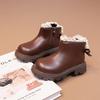 Girls Leather Boots Children's Bow Martin Boots 2025 Winter New Fleece Cotton Boots Girls Fashion Lace Boots