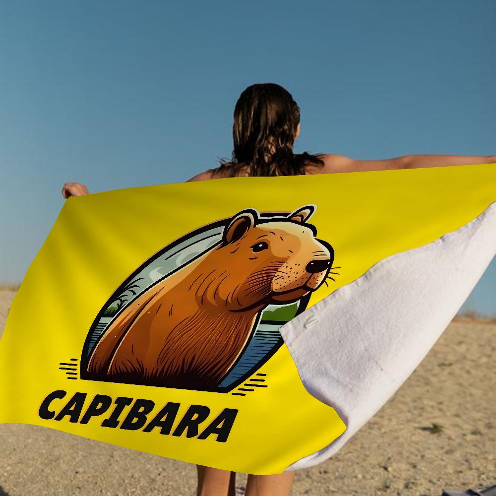 Cartoon Capybara Big Microfiber Beach Towels Quick Dry Towel Sand Beach Towels Pool Towel for Travel Swim Pool Yoga