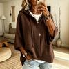 2026 European and American button-knitted hooded sweater cardigan jacket autumn and winter new solid color casual fashion women's clothing