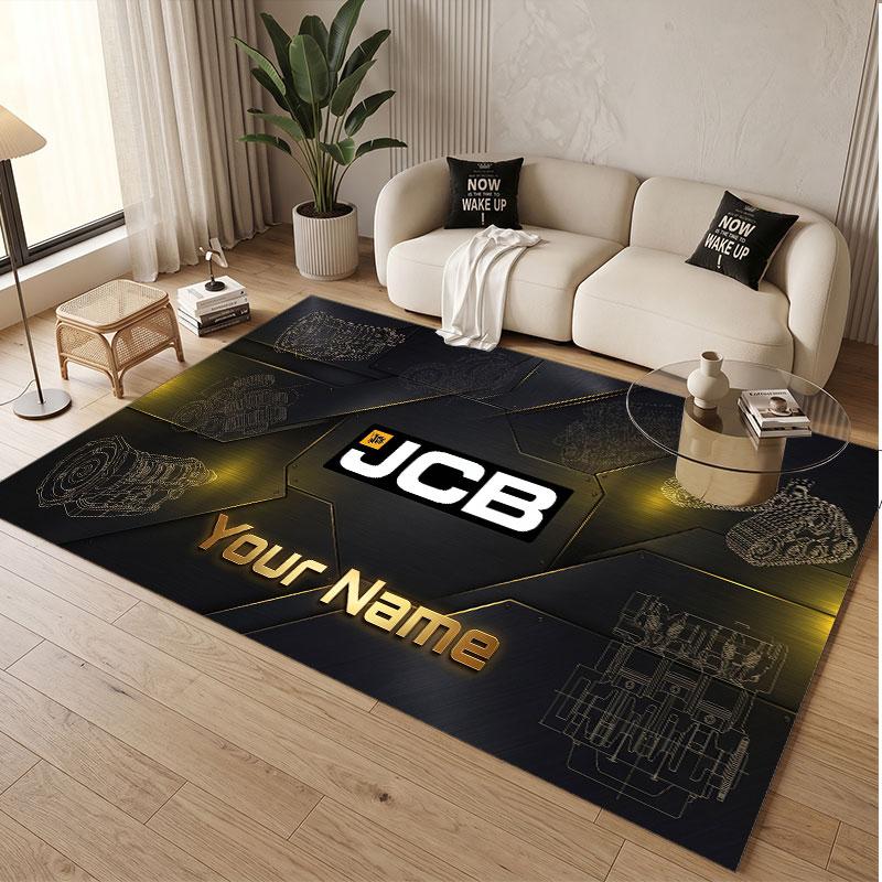 Custom Rug JCB Pattern Print Name Text Soft Non‑Slip Floor Carpet for Home Indoor Decoration