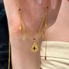 New In Chinese Style Tassel Water Droplet Pendant Antique Gold Craftsm Light Luxury Ruby Collar Chain Zircon Necklace