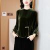 Luxury Velvet Retro Buckle Fashion Top for Middle-aged Mothers In Chinese Style