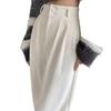 Petite Women's Black Fleece-Lined High-Waisted Wide-Leg Pants for Fall/Winter