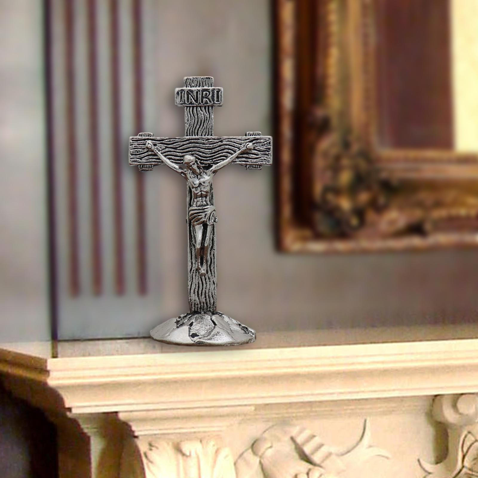 

Рождественский настольный крест, католический Иисус Христос, значимый подарок, настольный декор для комнаты серебряный