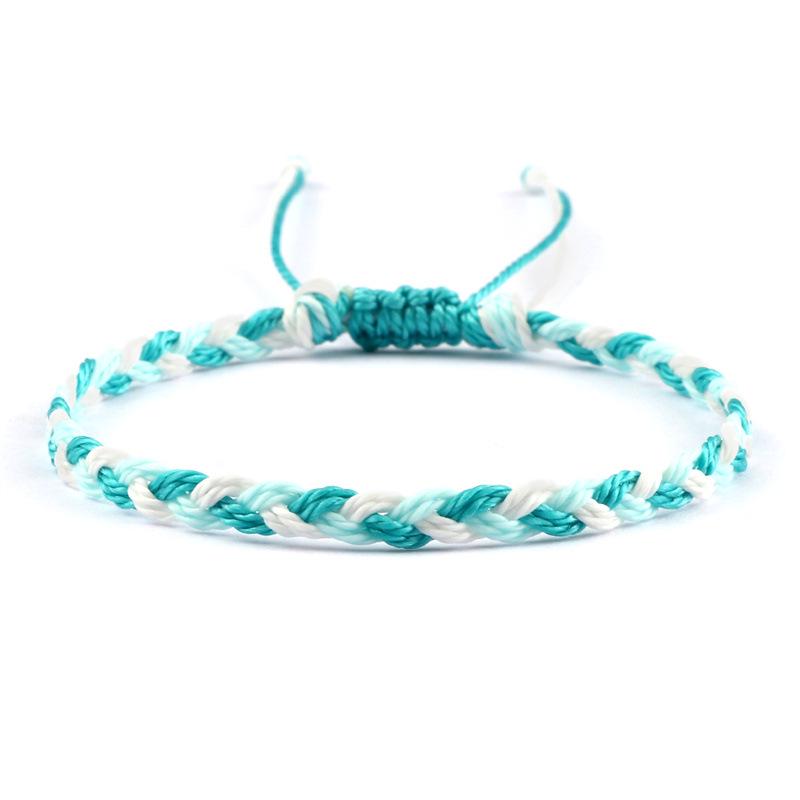 Adjustable Colorful Three-Strand Braided Waxed Thread Bracelet Set for Couples and Handmade Jewelry
