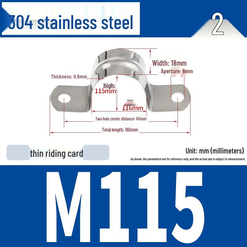 304 Stainless Steel U-Bolt Pipe Clamp Bracket - Pipe & Hose Clip Snap-on Hoop