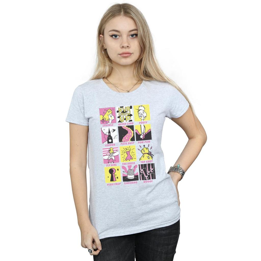 Disney Womens/Ladies Tinkerbell Squares Cotton T-Shirt
