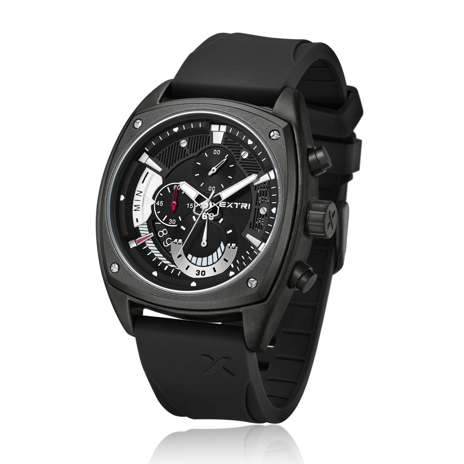 Extri Men S Silicone Strap Watch Fashion Waterproof Luminous Calendar Quartz Watch