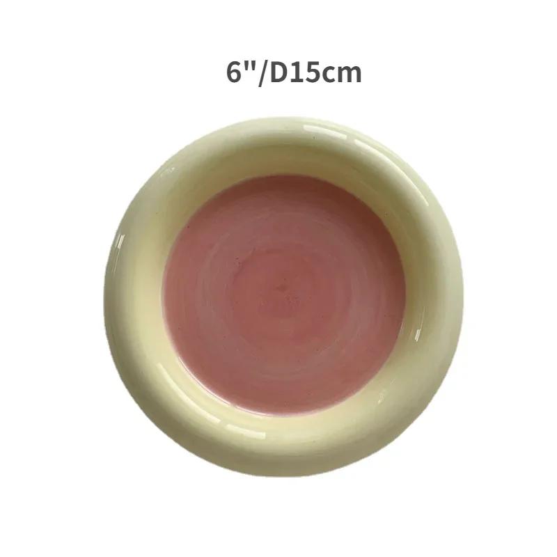 

Корейская плоская тарелка, расписанная вручную, поднос для хранения украшений, десертная тарелка, фруктовое хранилище, симпатичное блюдо, керамические тарелки, плоская миска для конфет