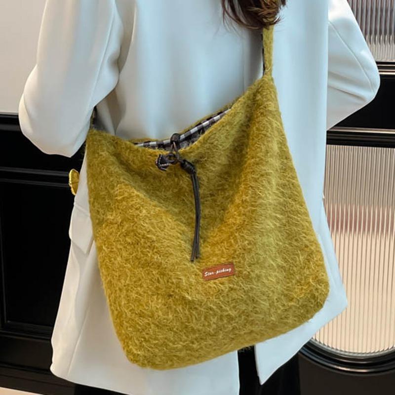 College style plaid hand-held cloth bag large capacity work commute shopping bag light breathable student shoulder bag