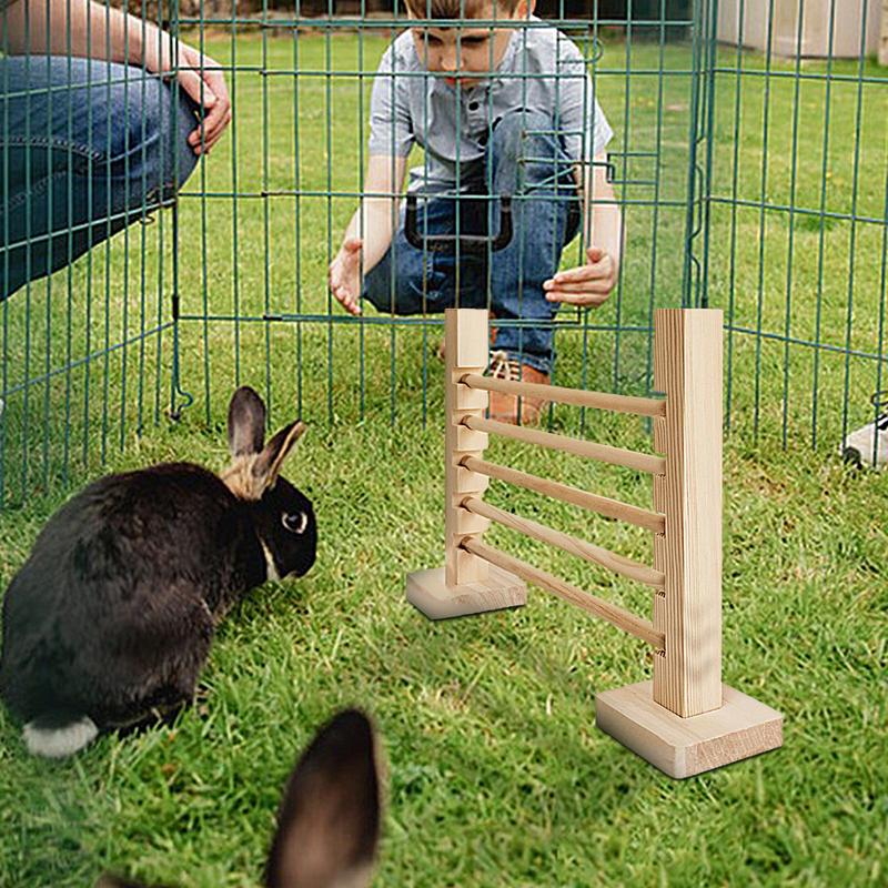 Bunny Exercise Obstacle Wooden Training Hurdle Adjustable Height Training Games Small Animal Toy For Pet Habitat Cage Enrichment