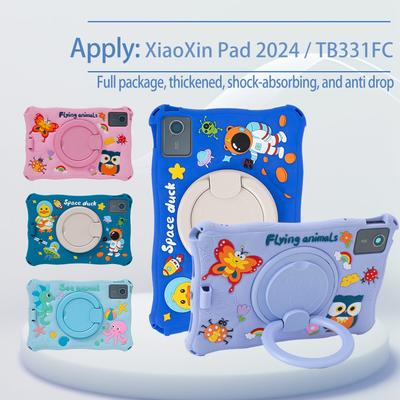 Měkké silikonové pouzdro se stojánkem pro Lenovo Xiaoxin Pad 2025 11palcový otočný kreslený kryt na tablet pro Lenovo Tab M11 TB330FU TB331FC