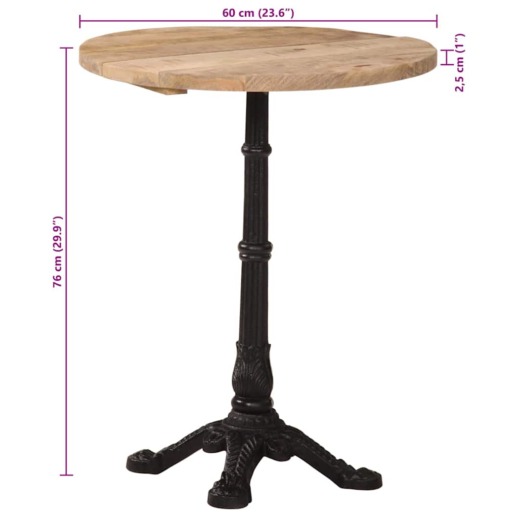 Bistro Table Ø60x76 cm Rough Mango Wood