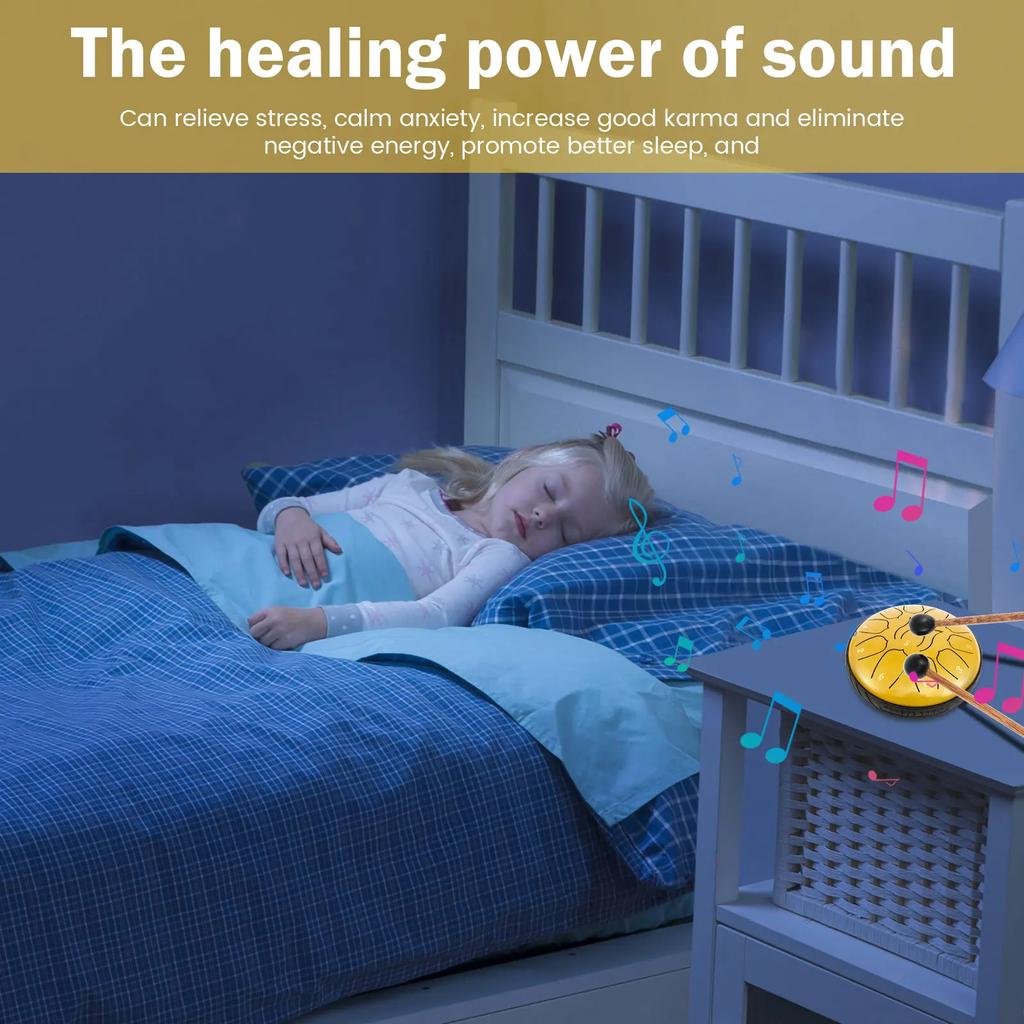 Steel Tongue Drum 11 Notes Tongue Drum 6 Inch Small Hand Pan Drum Rustproof Percussion Instrument Sound Healing Tank Drum for