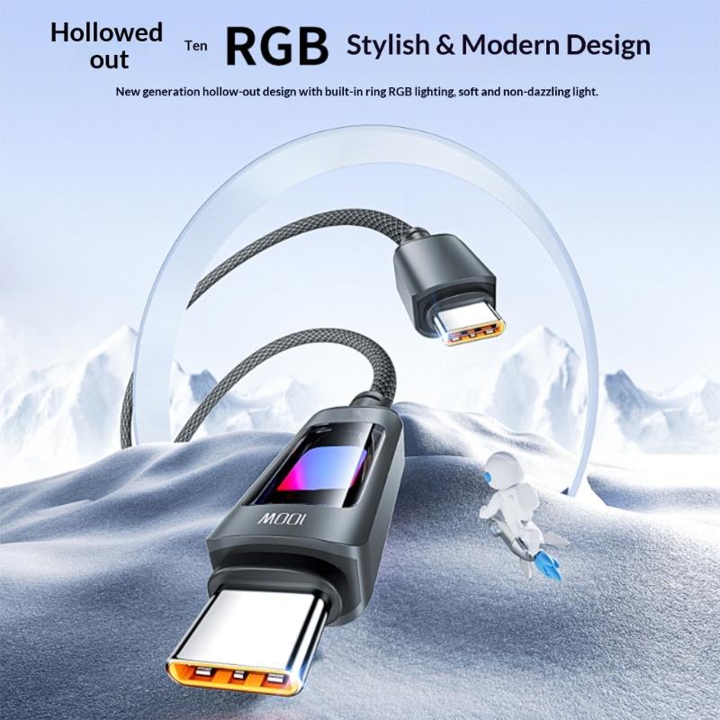 100W Super Fast Charging Type C Data Cable Aluminum Alloy for Rapid Device Power and Use in Daily Life