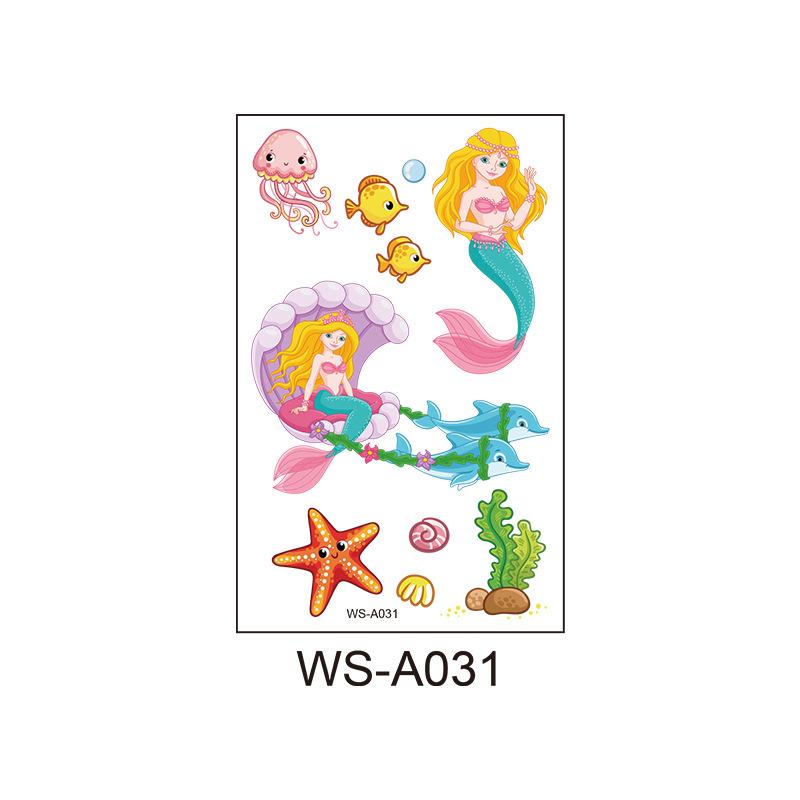 Children's Cartoon Mermaid Tattoo Sticker Pink Princess Waterproof Cute Fun Disposable Bonus Sticker