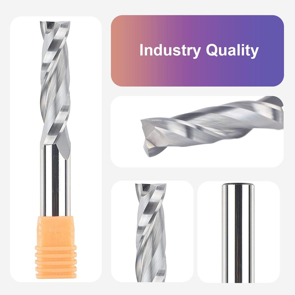 SpeTool Upcut Spiral Router Bits Extra Long (4 Inch) with 1/2 Inch Shank , 1/2 Cutting Diameter Solid Carbide CNC Router Bits End Mill for Wood