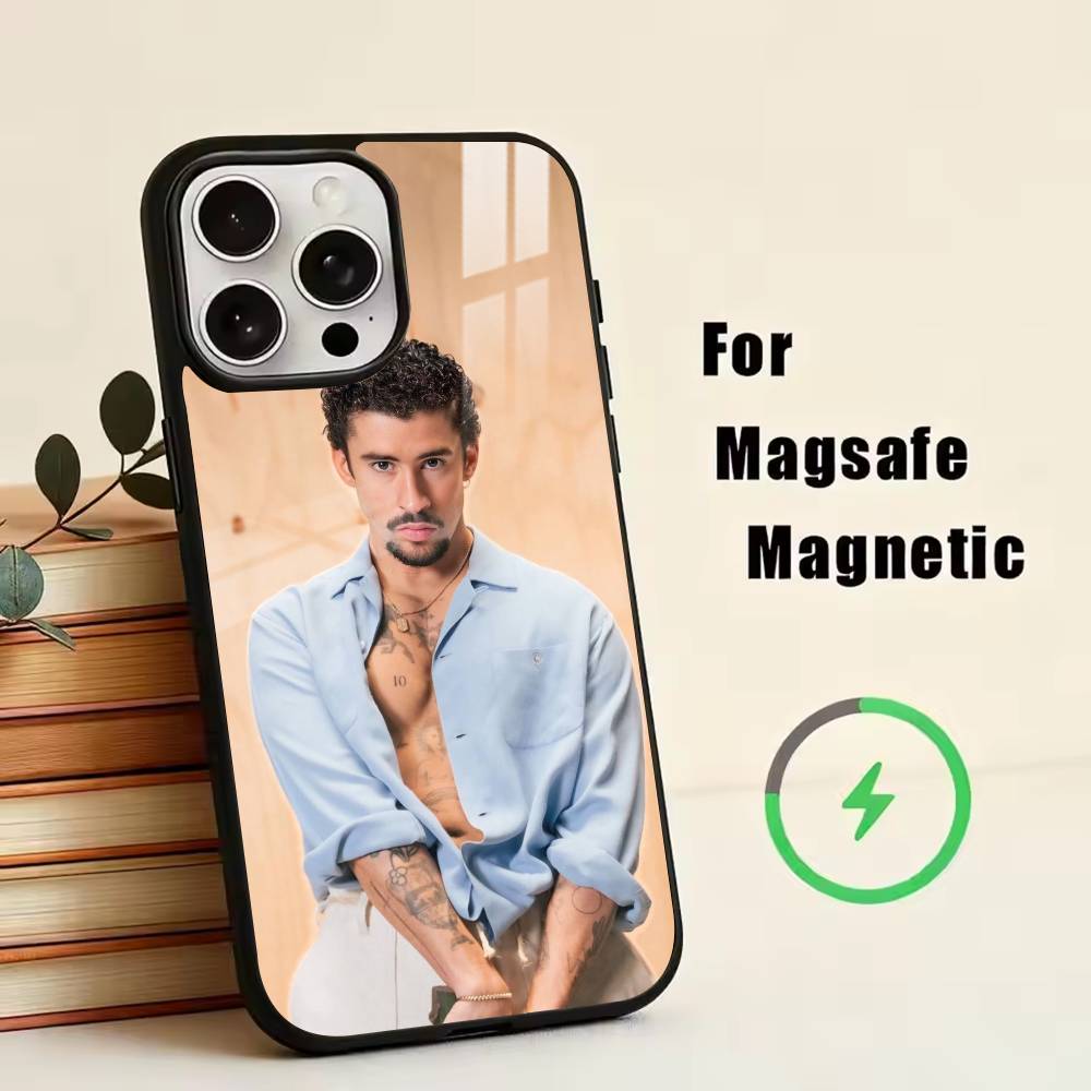 male singer-Bad Bunny  Phone Case For iPhone17,16,15,14,13,12,11 Plus,Pro Magnetic with Magsafe Wireless Charging