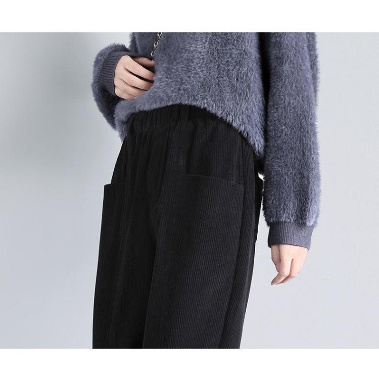 Pantaloni Harem di Peluche da Donna Autunno e Inverno Pantaloni di Velluto a Coste Pantaloni a Gamba Larga Pantaloni Spessi Casual