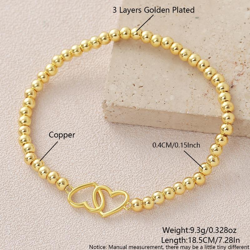 

Double-love Copper Bead String Bracelet - Stylish, Simple, and Exclusive - Heart-shaped Bracelet Accessory for Women NAO03-5