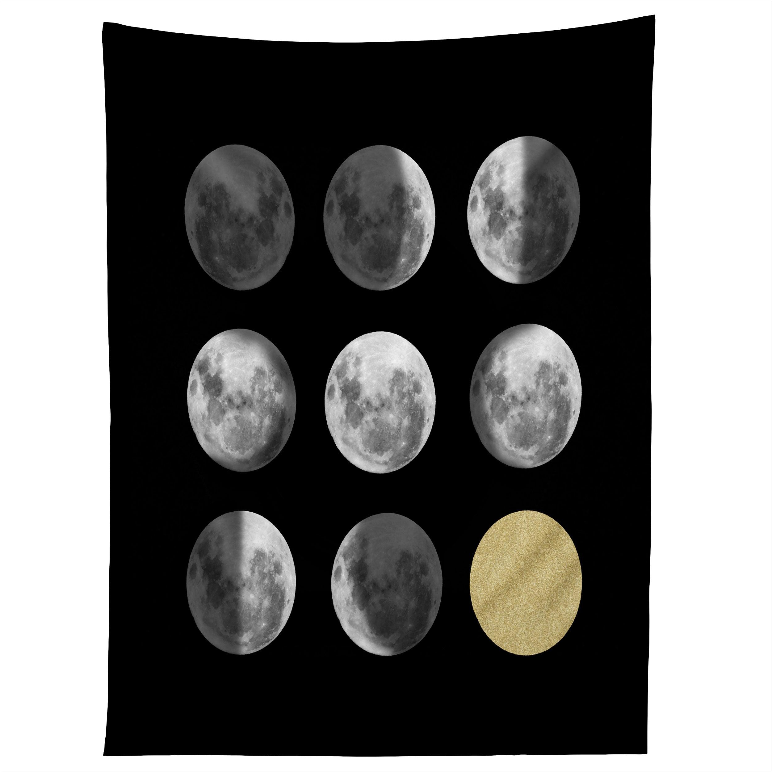MOON PHASES AND THE GOLD SUN tapestry 75x100