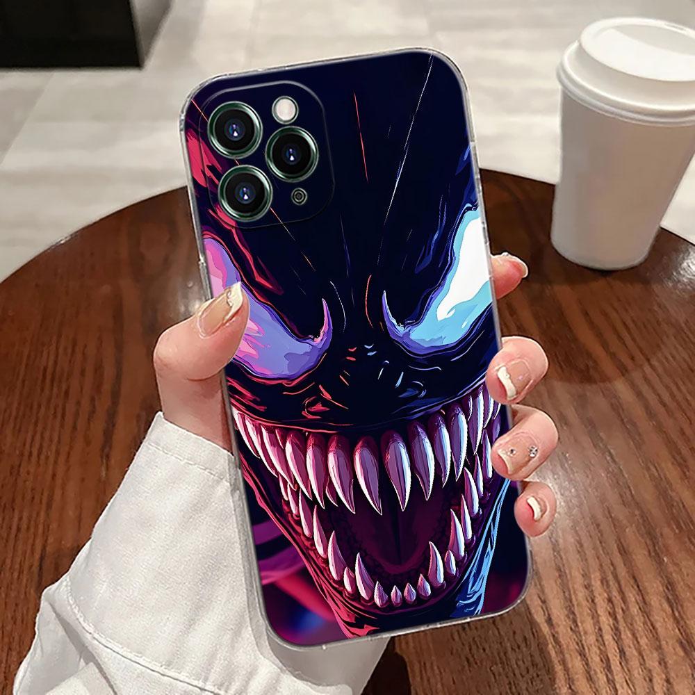 Venom Head Marvel Transparent Phone Case For iPhone 17 Pro Max 17E 11 12 13 14 15 16 Pro Max 15 Plus 17 Air 16E 7 XS Soft Cover