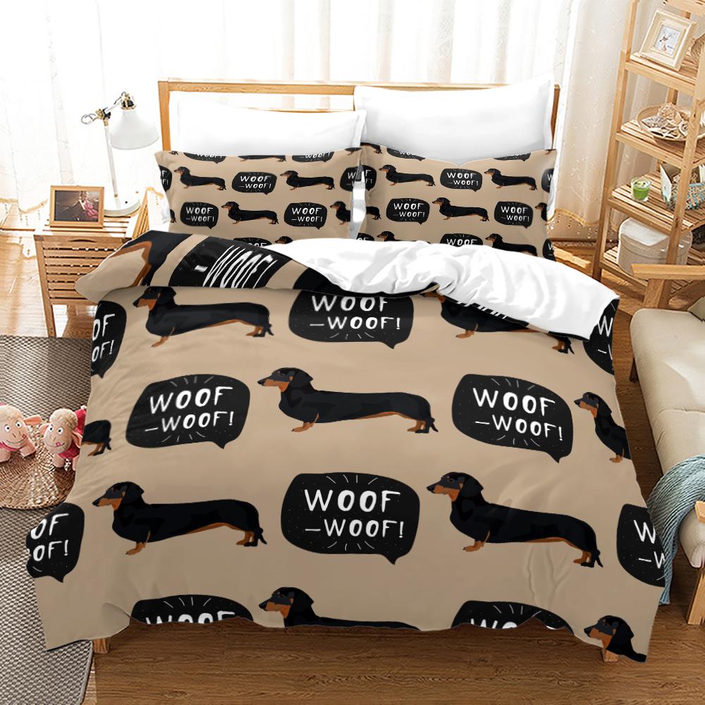 Cute Dog Luxury Bedding Set  3D Print For Adult Kid Twin Single Queen King Full Size Bedroom Animal Cartoon Duvetcover Sets