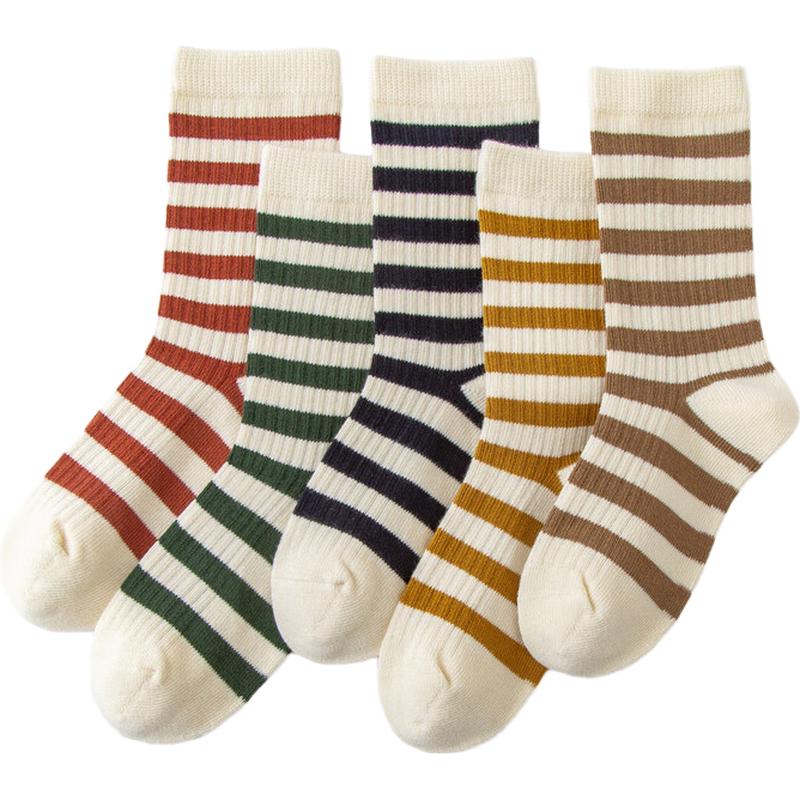 Mini Balabala Kids' Cotton-Stretch Breathable Socks (5-Pair Pack)