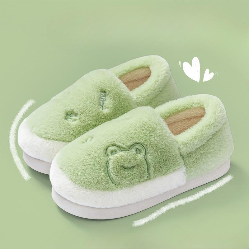 Padded Home Cotton Slippers for Women, Warm Thick-soled Fleece Shoes