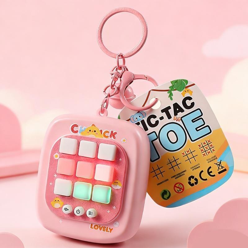 4 in 1 Electronic Tic Tac Toe Game Keychain Portable Interactive Puzzle Toy Suitable for Kids Adults All Ages