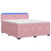 Box Spring Bed with Mattress and LED Pink 140 X 200 Cm Velvet